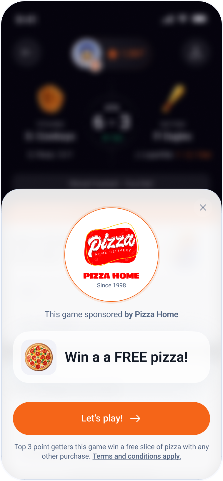Bangr app showing game sponsor display